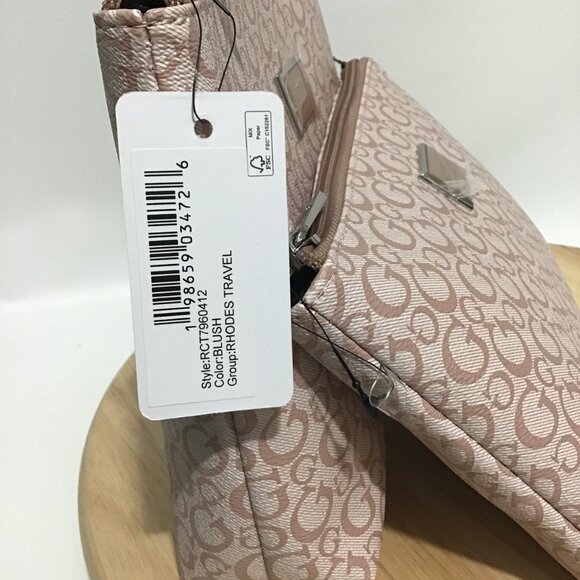 Guess Cosmetic Travel Make Up Toiletry Pouch Bag Junction Travel 2Pcs Blush/Pink - Picture 4 of 8